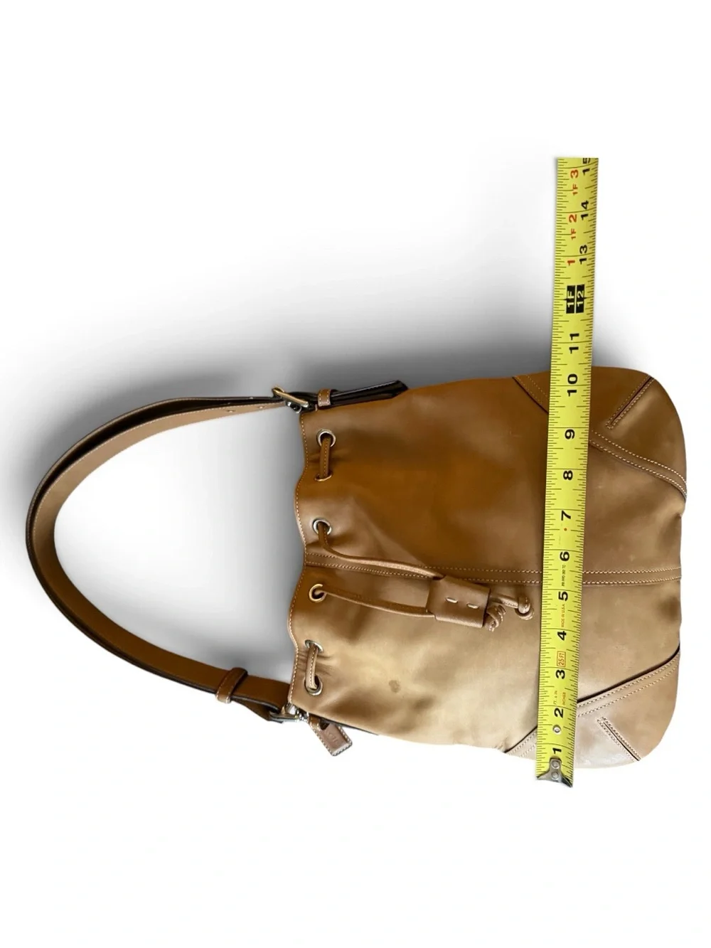 🎀 VINTAGE COACH DRAWSTRING BUCKET BAG | TAN LEATHER | AUTHENTIC 2004